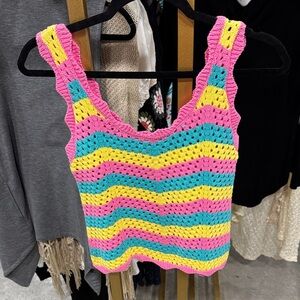 Striped Crochet Tank Top